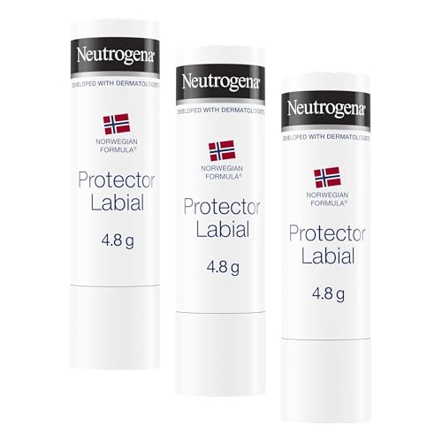 Neutrogena Fórmula Noruega Protector Labial SPF 20 (1 x 4,8 g), bálsamo labial para labios secos y agrietados, protector solar labial contra los rayos UVA y UVB, bálsamo hidratante (Paquete de 3)