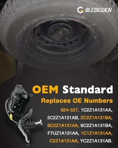 Image of Spare Tire Carrier, Compatible with 1996-2018 Ford E-150 E-250 E-350 E-450 E-550 Econoline, Spare Tire Hoist, Spare Tyre Mount under Frame, Offset Cable Spare Tire Winch, OE# 1C1Z1A131AA, 924-527