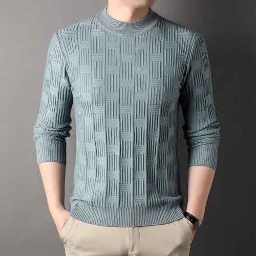 Men's O Neck Plaid Knitted Sweater Casual Warm Comfortable Pullover2
