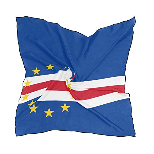 super3Dprinted Cape Verde Flag Women's Square Scarf Neck Head Scarf 23.6 x 23.6 inches with 10 bobby pins