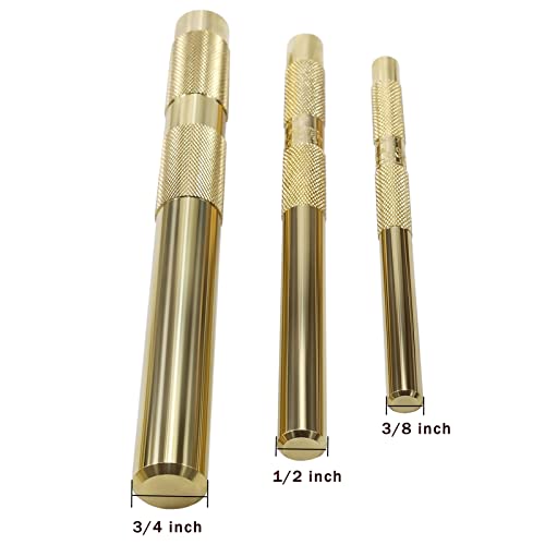 61360 3 Pc. Knurled Brass Drift Punch Set 25077 3/4 Inch 25076 1/2 Inch 25075 3/8 Inch Drift Punch Gold #TOP1