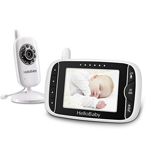 HelloBaby Wireless vídeo Vigilabebés con cámara digital, visión nocturna, control de temperatura & 2 Way Talk Back Sistema, color blanco Talla:HB32