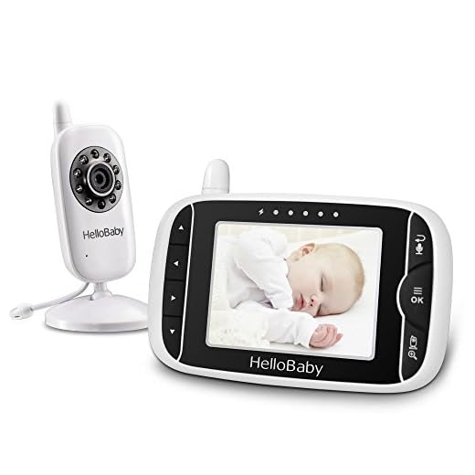 HelloBaby HB32 Vigilabebés Monitor Inalámbrico de Vídeo con Cámara Digital, Vigilancia de la Temperatura de Visión Nocturnay 2 Way Talkback System (HB32), 720p, Sólo movimiento