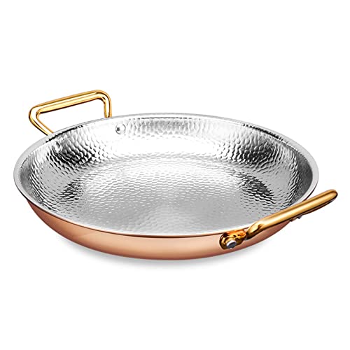 JYBNBBE Paellera española de Doble asa, de Acero Inoxidable 304, Antiadherente, sin Revestimiento, Ideal para cocinar en casa, Restaurante o Camping,Rose Gold-30m