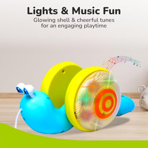 Image of R for Rabbit Orapple Snail Tune Musical Pull-Along Toy for Baby |Lights, Music & Smooth Wheels | Safe Design Injury-Free Edges | Enhances Sensory, Auditory & Motor Skills 12+ Months Kids (Blue Yellow)