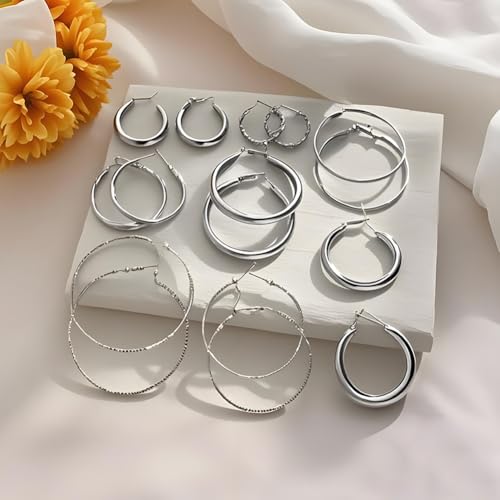 8 - Piece Set of Elegant and Simple Hoop Earrings for Women - Ideal for Daily Wear and Perfect as Gifts