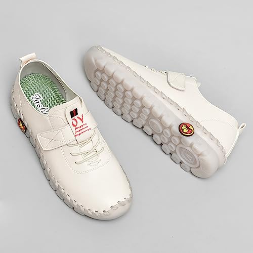 Image of Women's Tendon Soft Sole Casual Orthopedic Shoes Fashion HandSewing Leather Non-Slip Flat Loafers Low-top Outdoor Comfy Breathable Walk Mam Nurse Shoes
