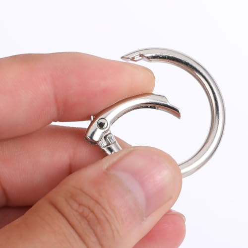 cobee Karabiner Rund 25mm, 4 Stück Schlüsselringe Edelstahl Schlüsselring Karabiner Ringkarabiner Karabinerhaken Schlüsselring Diy Schlüsselanhänger Zubehö Für Schlüssel Handwerk(Silber)