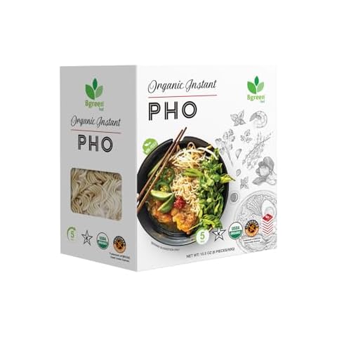 Big Green Organic Food - Organic Instant Pho, USDA Organic, Add Directly to Broth, Ready to Eat Meals, Air-Dried, Non-Fried (1 Box) Cover