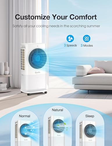 Grelife Portable Evaporative Air Cooler, 3-IN-1 Air Cooler Cooling Fan with Remote Control, 8H Timer, 4 Ice Packs, 6.5L Water Tank, 3 Modes, 3 Speeds, Personal Swamp Cooler for Bedroom - Thumbnail 3