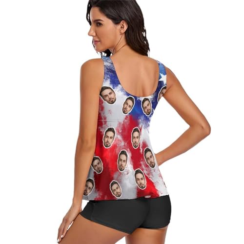 Couples Matching Swimsuit Personalized Face Summer Beachwear Custom Women Swimwear Bikini Men Swim Trunk Beach Shorts3