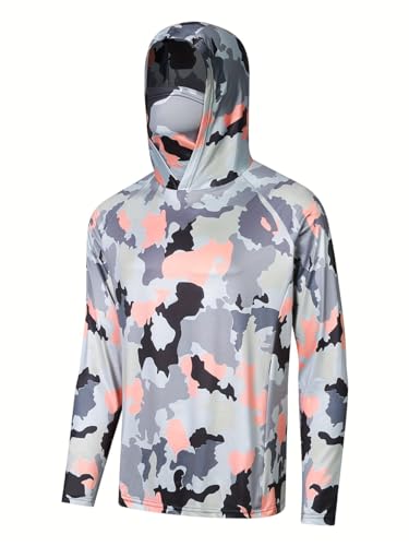 Generic Fishing Hoodie Men's Long Sleeve UV UPF 50+ Shirt Sun Shirt Hiking Sport Lightweight Long Sleeve Mask