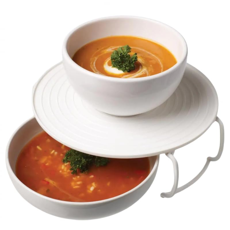 2 Plateaux HOT MATE - VENTEO - Plateau/Etagère/Couvercle - Réchauffer deux assiettes en même temps - Plateau multifonction pour micro-onde - Facile à...