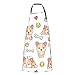 LINGF Grembiule impermeabile Cute Kawaii Hand Drawn Corgi Grembiuli con tasche grembiuli da cucina chef per donna uomo