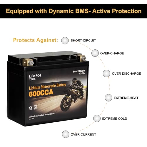 Image of Autocessking YTX20L-BS Lithium Motorcycle Battery, Group 20
