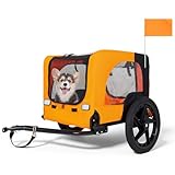 Collapsible Pet Bike Trailer, Portable Dog Bicycle Trailer with Enhanced Safety Design, Weatherproof & Ventilated Pet Carrier for Small to Medium Pets Up to 66 lbs (Orange)