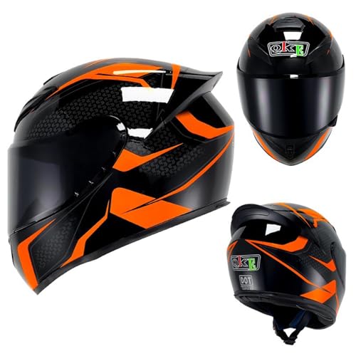 Casco integrale da moto di alta qualità, omologato DOT ECE, visiera antiappannamento, fodera rimovibile, protezione UV per moto da strada, cruiser, scooter, corse e touring,Color O-L