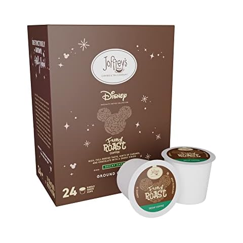 Joffrey's Coffee - Disney French Roast Blend, Artisan Dark Roast, Arabica Coffee Beans, Full-Bodied Blend, Hints of Caramel & Chocolate, Keurig 2.0 Compatible (Decaffeinated, Single Serve, 24 Count) Cover