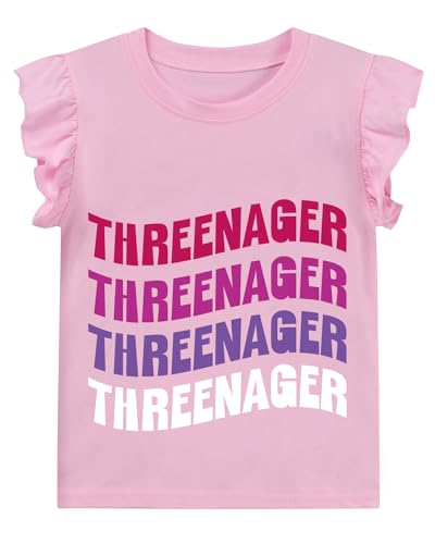 3rd Birthday Outfits for Girls 3 Birthday Shirts Ruffle Sleeve Dinosaur Butterfly Mermaid Tee Tops