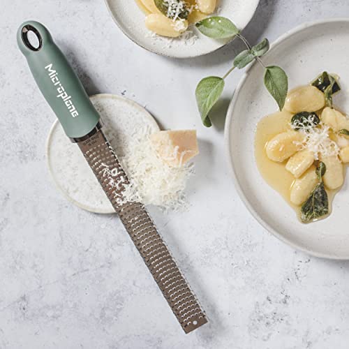 Image of Microplane Premium Classic Zester - Eucalyptus Green | Lemon Zester tool, Hard Cheese & Vegetable Grater | For Citrus, Parmesan Cheese, Garlic, Ginger, Nutmeg | Fine Stainless Steel Blade, Made in USA