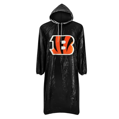 Image of NFL Waterproof Rain Poncho for Adults, Sporty, Elastic Sleeves and Drawstring Hood, Unisex Rain Coat