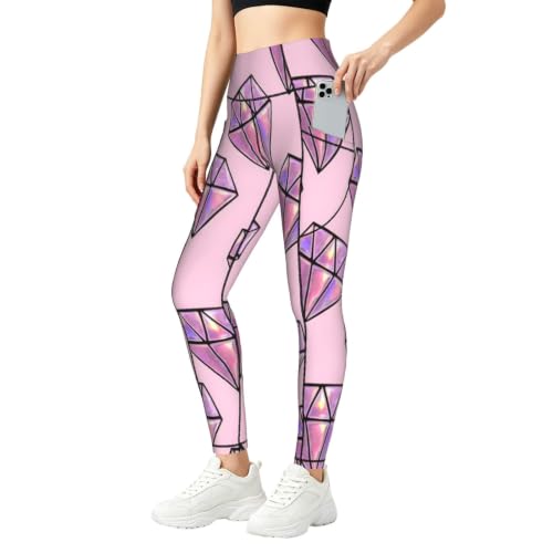 Pantalones de yoga holgados tipo leggings de descanso con diseño de diamantes