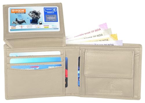 Image of WILD NAPA RFID Protected Brown Genuine Leather Wallets for Men (B-Beige)
