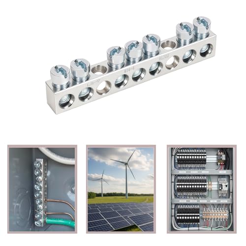 Barre de terre à 7 bornes en alliage cuivre-aluminium pour panneau électrique QO - 6