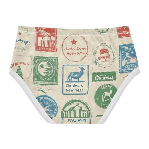 Girls' Training Panties Organic Underpants for Girls Colorful Stamp Christmas Seamless2