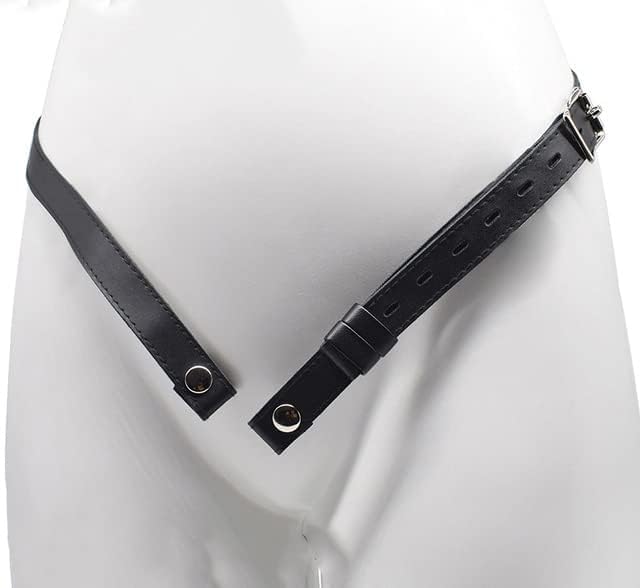 Image of Male Chastity Cage Anti-Off Strap,Leather Chastity Belt Device Penis Cage Accessories,Adjustable Cock Cage Auxiliary Belt Sex Toy for Men (Black)