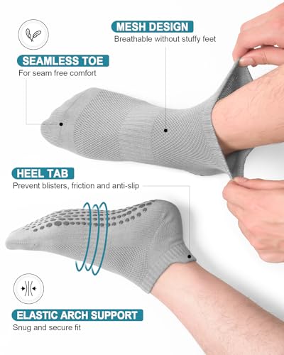 ACTINPUT Unisex Pilates Grip Socks for Women Men, Non Slip Grippy Socks for Yoga Barre Hospital Workout3