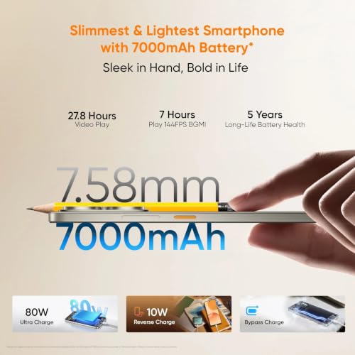 Image of realme P4 5G (Steel Grey, 6GB RAM, 128GB Storage) | 6.77 Inch Full HD+ AMOLED Display | MediaTek Dimensity 7400 5G Processor | 50MP AI OIS Main Camera + 8MP Ultra-Wide Camera | 7000mAh Battery
