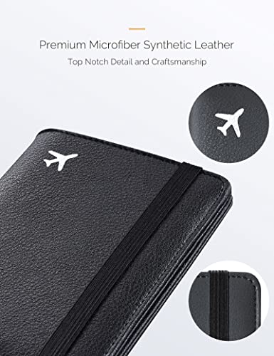 Mymazn Black Passport Holder Passport Wallet With Clear Pocket Passport And Vaccine Card Holder Combo Passport Cover Passport Case With Rfid Blocking Clear Pocket For Vaccine Card (Black) #TOP2