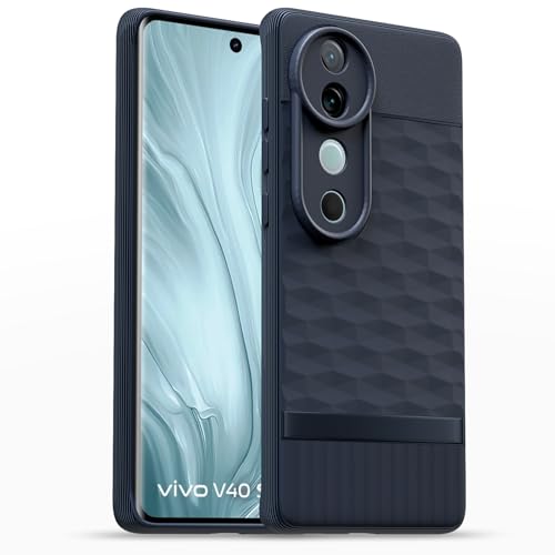 Image of Pikkme Back Cover for Vivo V40 5G / V40 Pro 5G / T3 Ultra 5G Camera Protection 3D Hexa Cube Design Silicone Protective Bumper Case (Blue)