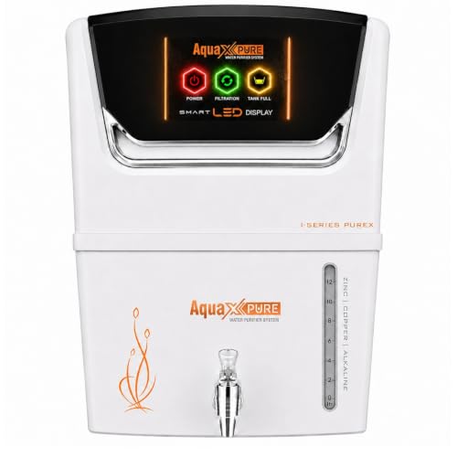 Image of Aqua X Pure Crystal AI White RO Water Purifier | RO + UV + ORC Copper & Alkaline | High TDS MembraneTDS Controller | LED Indicators | 12L Storage Tank | 20 LPH Purification