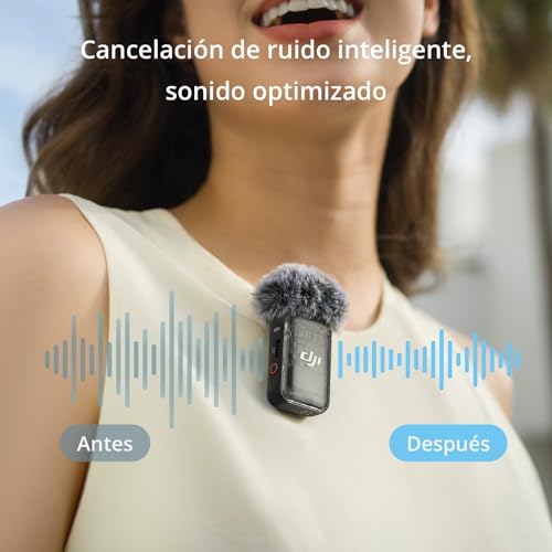 Miniatura 6 de dji Mic 2 (1 TX+1 RX), micrófono inalámbrico con cancelación de Ruido Inteligente, grabación Interna Flotante de 32 bits, Sonido optimizado, 250m de Alcance, micrófono para iPhone y Android