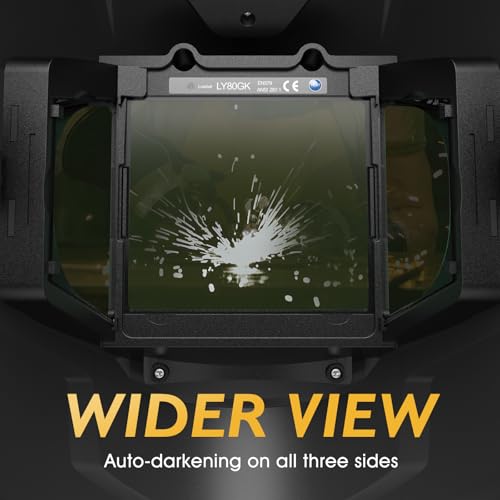 Image of TOOLIOM Auto Darkening Welding Helmet with Panoramic Viewing Welding Mask Type-C Charging & Solar /Rechargeable Battery Powered Welder Hood for TIG MIG Cut Grind