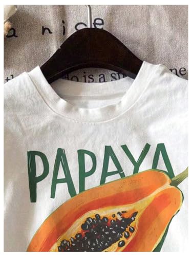 Image of RoseSeek Women's Graphic Letter Tee Crew Neck Drop Shoulder Trendy Summer T Shirt Short Sleeve Vintage Car Print Top