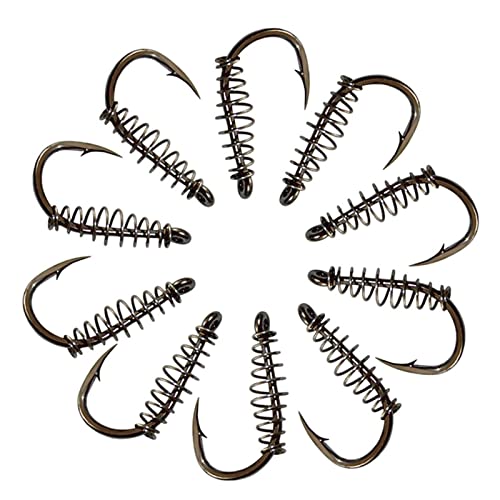 HNHYNSY Angelhaken 10 Teile/Pack Feder fishhooks Stahl bankbedienung swivelangehaken carp jig Explosion mit Loch for…