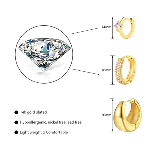 Luxval 14K Gold Plated Earrings for Women - Trendy Lightweight Huggie Hoops - Dainty Small Jewelry Sets - Gifts for Women2