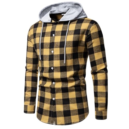 Mens Flannel Shirts Long Sleeve Plaid Lightweight Hooded Flannel Shirt Jacket Casual Button Down Fall Shacket2