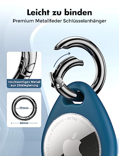 UNBREAKcable AirTag Anhänger, 4er Pack AirTag Schlüsselanhänger Schutzhülle, Air Tag Silikon Kratzfest TPU-Hülle, Keyring Abdeckung Case Cover für Schlüssel, Tasche, und Hund