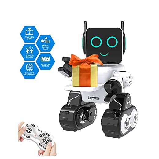 Robot Toy for Kids,Smart RC Robots for Kids with Touch and Sound Control Robotics Intelligent Programmable Robot with Walking Dancing Singing Talking Transfering Items,Good Gift for Boys Girls (White)
