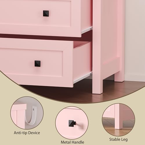 Image of BORNOON 3-Drawer Dresser, Small Wooden Chest of Drawers with Metal Knobs, Water-Resistant Top, Storage Organizer with Anti-Tip Kit for Bedroom, Nursery, Living Room