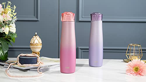 Image of Zak Designs 20 oz Jewel Vacuum Insulated 18 /8 Stainless Steel Water Bottle with Leak-Proof Lid, Keeps Cold and Fits In Car Cup Holders for Travel (20 oz, Pink Diamond)