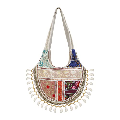 Shanvi handicraft Ethnic Vintage Banjara Handmade Handbag for women,Medium tote Cotton Handbag.
