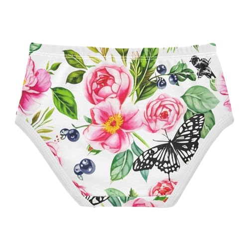 Spring Floral Pink Peonies Panties Little Girl Girls Underwear Toddler Cotton Fun Print Underpants Briefs 2t2