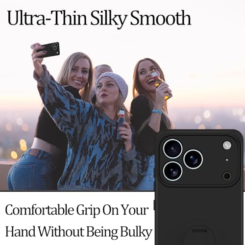 Coque silicone IP 17 Pro Max noir anti chute avec support de visionnage stable - 5