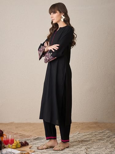 Image of INDO ERA Women's Embroidered Anarkali Kurta Pant Set with Dupatta | Cord Set For Women Cotton