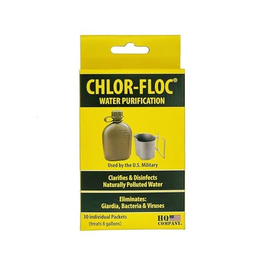 Chlor-floc Purification d'eau militaire US Poudre paquets